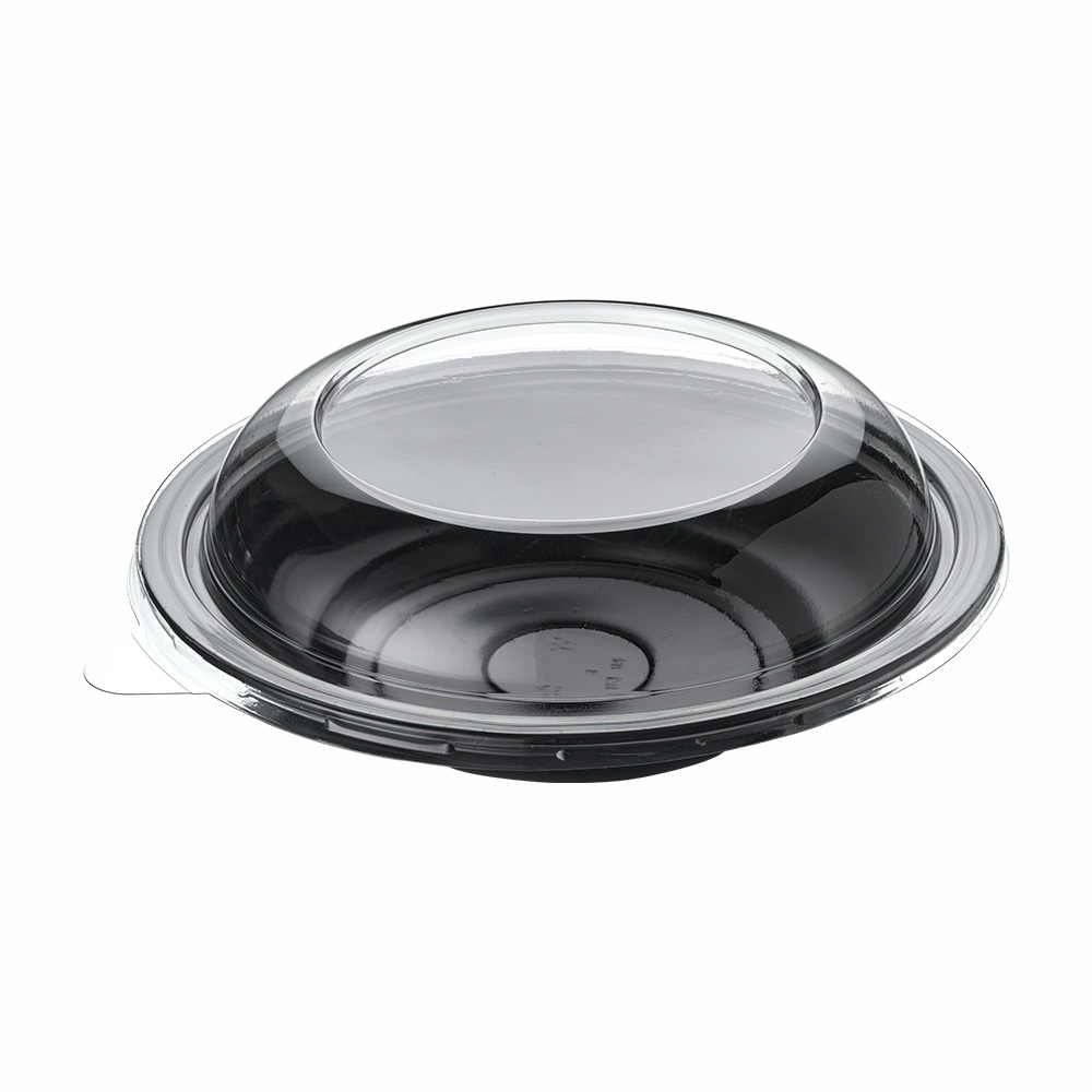  750 Cc Yuvarlak Siyah Salata Kabı (Kap+Kapak)