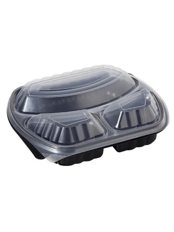  3 Bölmeli Kapaklı Gıda Kabı (Sıcağa Dayanıklı)