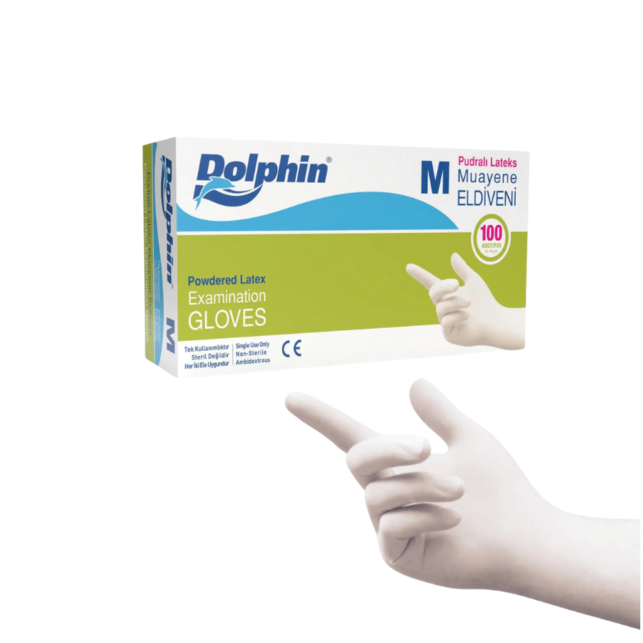  Dolphin Lateks Muayene Eldiveni M Pudralı 100 Adet